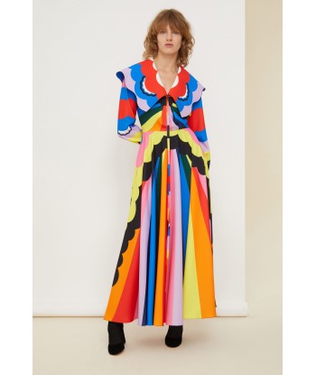 Psychedelisches Maxikleid mit Oversize-Kragen Pour