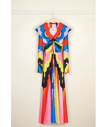 Psychedelisches Maxikleid mit Oversize-Kragen Pour