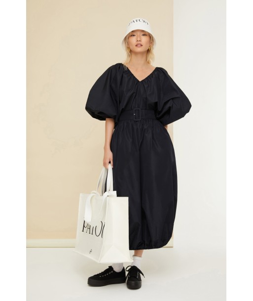 Belted maxi dress in eco-friendly faille les ligaments