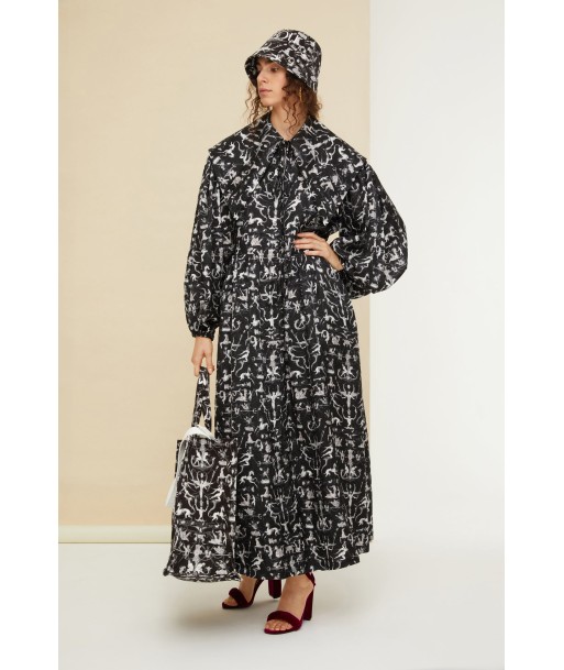 Maxi shirt dress in printed eco twill satin À commander