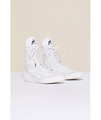 Bestickte High-Top-Sneaker - Weiß destockage