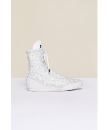 Bestickte High-Top-Sneaker - Weiß destockage