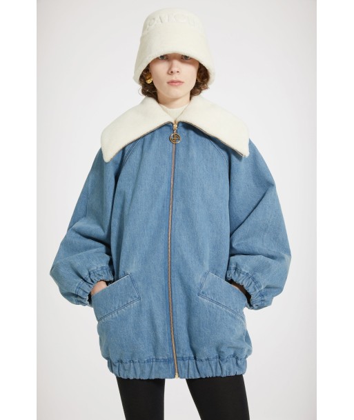 Oversize-Jacke aus Bio-Baumwolldenim und Kunst-Shearling vente chaude votre 