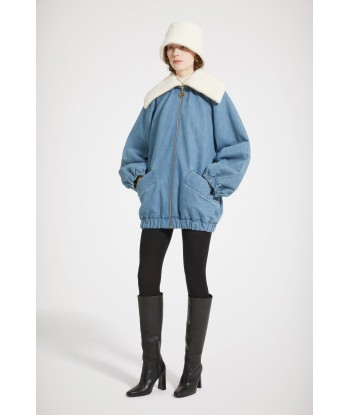 Oversize-Jacke aus Bio-Baumwolldenim und Kunst-Shearling vente chaude votre 