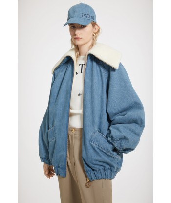 Oversize-Jacke aus Bio-Baumwolldenim und Kunst-Shearling vente chaude votre 