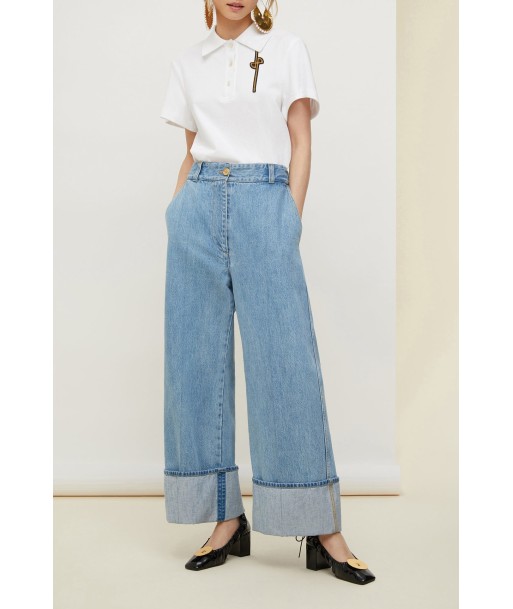 Pantalone in denim bio con risvolto Amélioration de cerveau avec