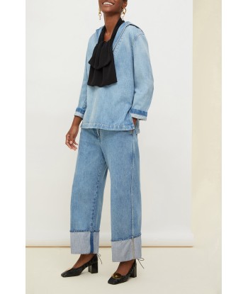 Pantalone in denim bio con risvolto Amélioration de cerveau avec