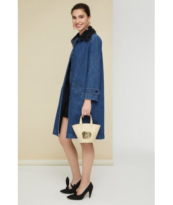 Cappotto in denim con collo in perle Economisez 