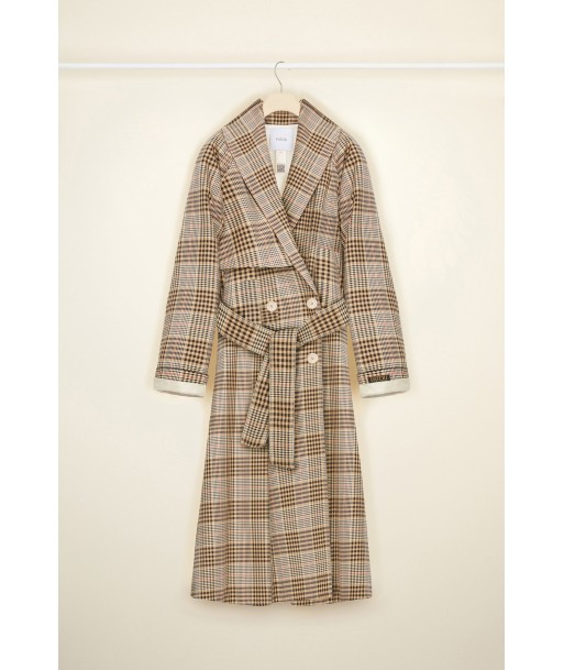 Trench in gabardine tartan pas cher