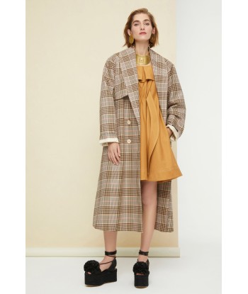 Trench in gabardine tartan pas cher