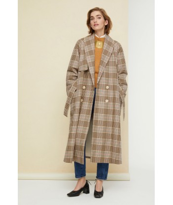 Trench in gabardine tartan pas cher