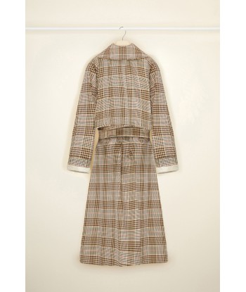 Trench in gabardine tartan pas cher