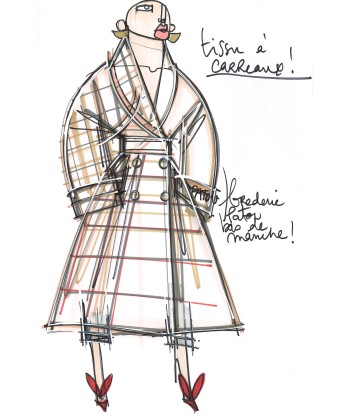 Trench in gabardine tartan pas cher